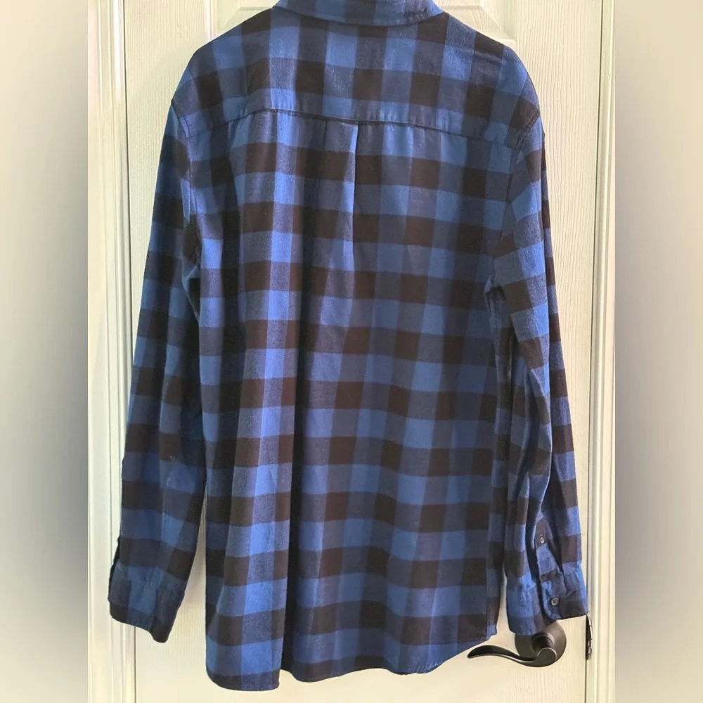 St. John's Bay Blue and Brown Plaid Men's Shirt - Picture 3 of 4